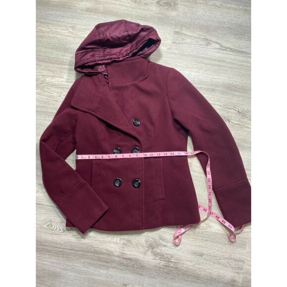 Burgundy American Rag Hooded Peacoat Jacket Size S - Picture 12 of 12